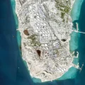 Vista satelital de la isla de Kharg.