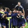 El festejo escocés por la clasificación al Mundial.