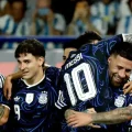 Jugadores de Argentina celebrando un gol ante Mauritania.