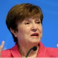 Kristalina Georgieva, directora gerente del FMI, habla en una rueda de prensa en Washington en octubre de 2019.