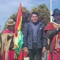 René Yahuasi en 'la marcha por la democracia' que parte desde la provincia Camacho.