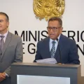 El ministro de Gobierno, Marco Antonio Oviedo, en una conferencia de prensa.