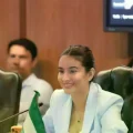 Paola Aguirre durante su intervención en la Asamblea Legislativa Departamental de Santa Cruz.
