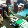 Reunión entre el gobernador saliente, Óscar Montes, y la gobernadora electa, María René Soruco