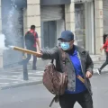 Enfrentamientos en el centro de la ciudad de La Paz.