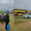 Punto de bloqueo en la carretera La Paz - Oruro.