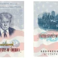 Pasaporte estadounidense con la imagen y la firma del presidente Donald Trump.