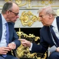 Trump y el canciller alemán Friedrich Merz en la Oficina Oval, en marzo.