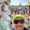 Andy Spary corre durante el maratón de Londres.