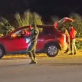 Control policial en la carretera, a la altura de Yapacaní