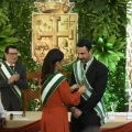 Juan Pablo Velasco en su acto de posesión como nuevo gobernador de Santa Cruz.