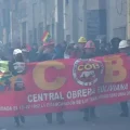 La marcha de la Central Obrera Boliviana en La Paz.