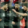 Festejo de gol de los jugadores del París Saint Germain.