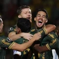 Jugadores de Mirassol celebran tras victoria ante Liga de Quito.