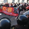 La marcha de la Central Obrera Boliviana de este jueves.