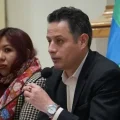 El vicepresidente Edmand Lara brindó este lunes una conferencia de prensa. Foto: APG