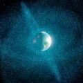 Representación artística de basura espacial orbitando la Tierra.