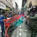 Una protesta de maestros en La Paz.