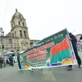 Una movilización de los maestros en La Paz.