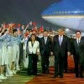 Donald Trump fue recibido en China por el vicepresidente Han Zheng.