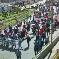 La movilización de seguidores de Evo Morales que ingresó a La Paz.