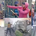 CAOS. Imágenes de los hechos violentos que se registraron este lunes en la ciudad de La Paz.