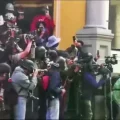 Periodistas haciendo cobertura en las movilizaciones.
