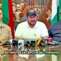 Dirigentes del Comité pro Santa Cruz en una declaración conjunta este domingo.
