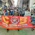 Fotografía de una de las marchas de la COB en La Paz.
