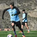 Patricio Rodríguez controla el balón en la práctica de este martes en Ananta.