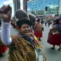 Una movilización anterior de campesinos en La Paz.