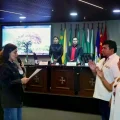 Franz Reinaldo Morales Uraca y Paola Quisber Tamacoine prestando juramento