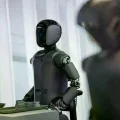 Robots en el Centro de Innovación en Robots Humanoides, en Beijing, China.