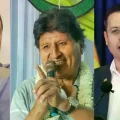 Los exdirigentes políticos Tuto Quiroga, Evo Morales y Edmand Lara durante la conferencia.