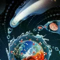 Ilustración conceptual del agua en la Tierra primitiva.