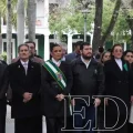 Autoridades en el acto conmemorativo en la plaza 24 de Septiembre