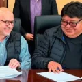El ministro Lupo y el dirigente Edson Valdez.