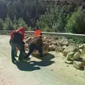 Desbloqueo en la carretera Mizque - Cochabamba.